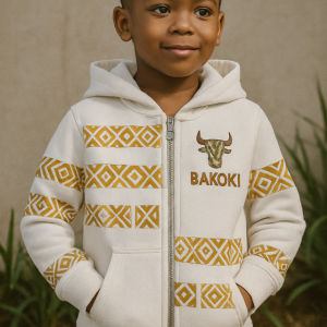 Model with Bakoki Zipper Kiddies Hoodie Model